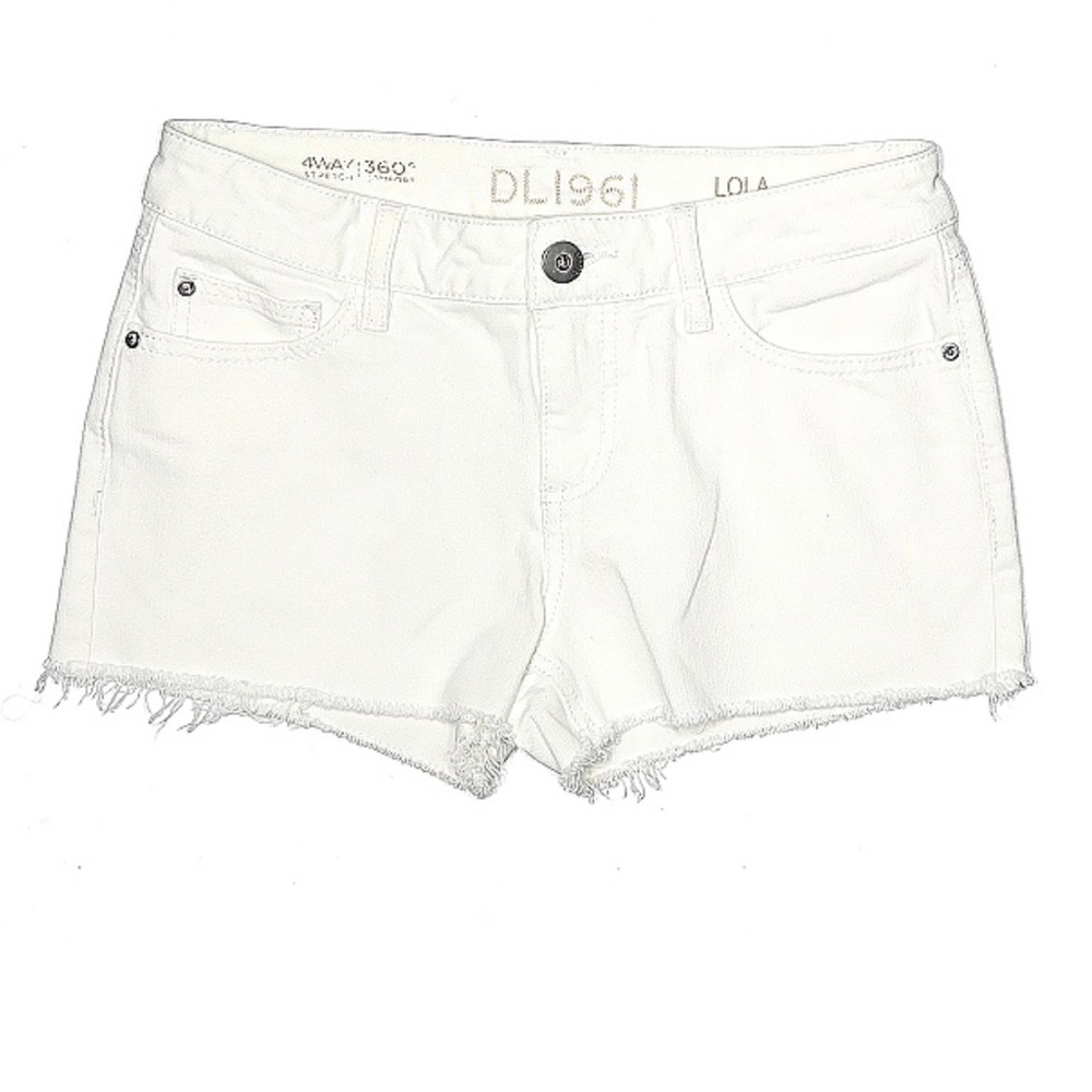 DL1961 White Denim Frayed Shorts